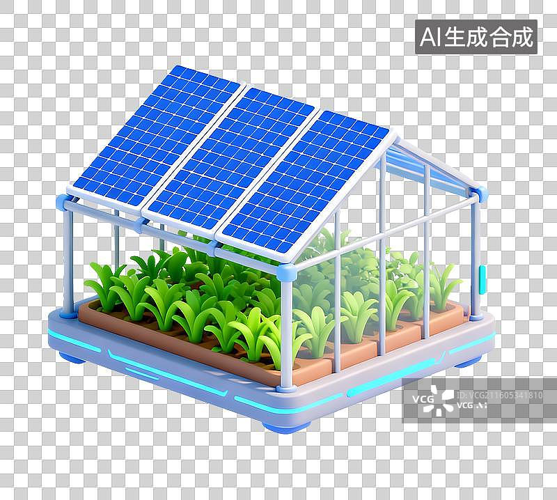 【AI数字艺术】光伏蔬菜大棚3D免抠元素图片素材