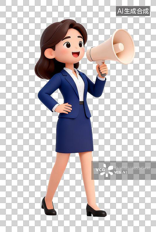【AI数字艺术】职业女性手持扩音器图片素材