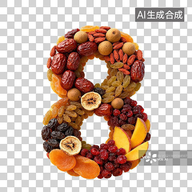 【AI数字艺术】3D果干风格立体数字元素图片素材