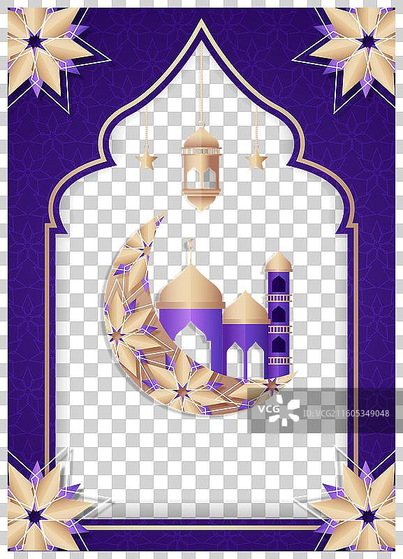 纸张风格的斋月贺卡模板图片素材