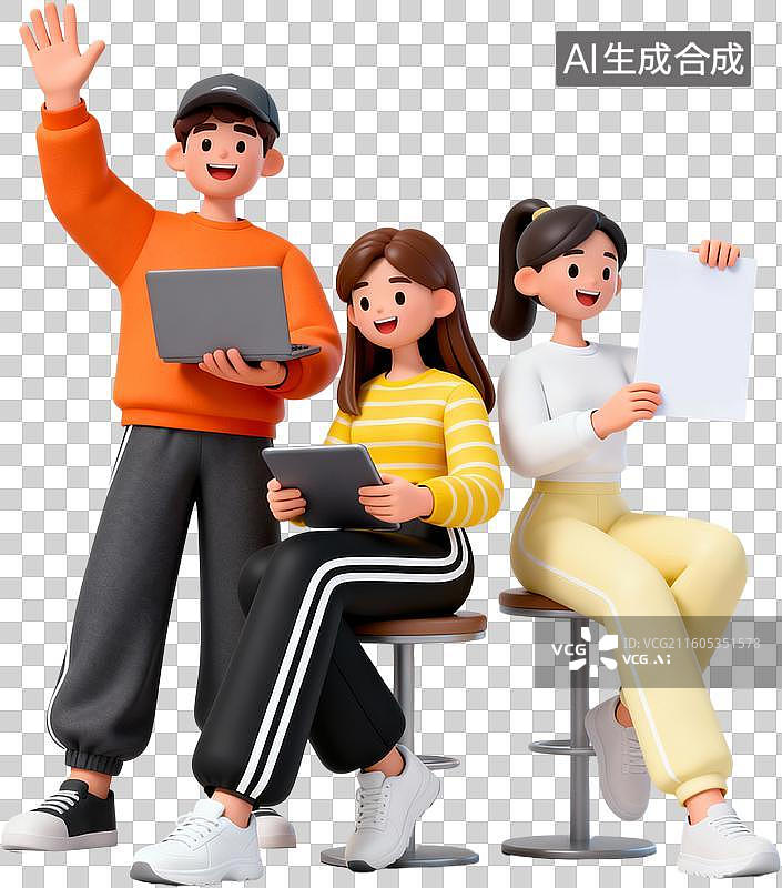 【AI数字艺术】卡通三维图形3D插画风格商务办公招聘面试职场春招校招设计元素免抠图形图片素材