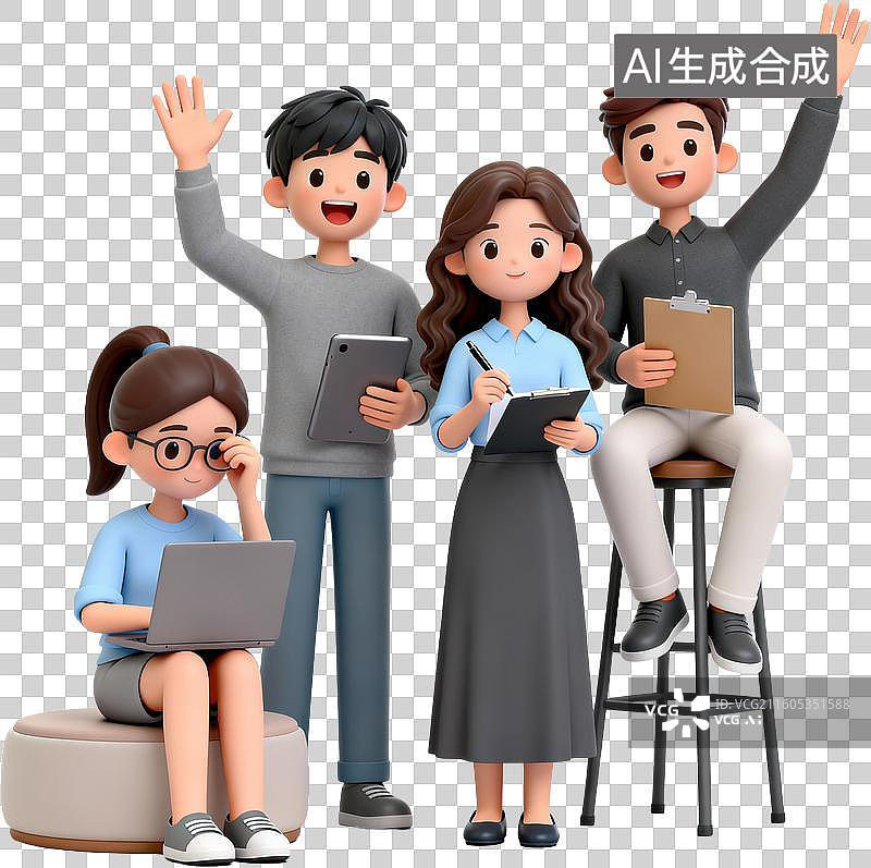 【AI数字艺术】卡通三维图形3D插画风格商务办公招聘面试职场春招校招设计元素免抠图形图片素材