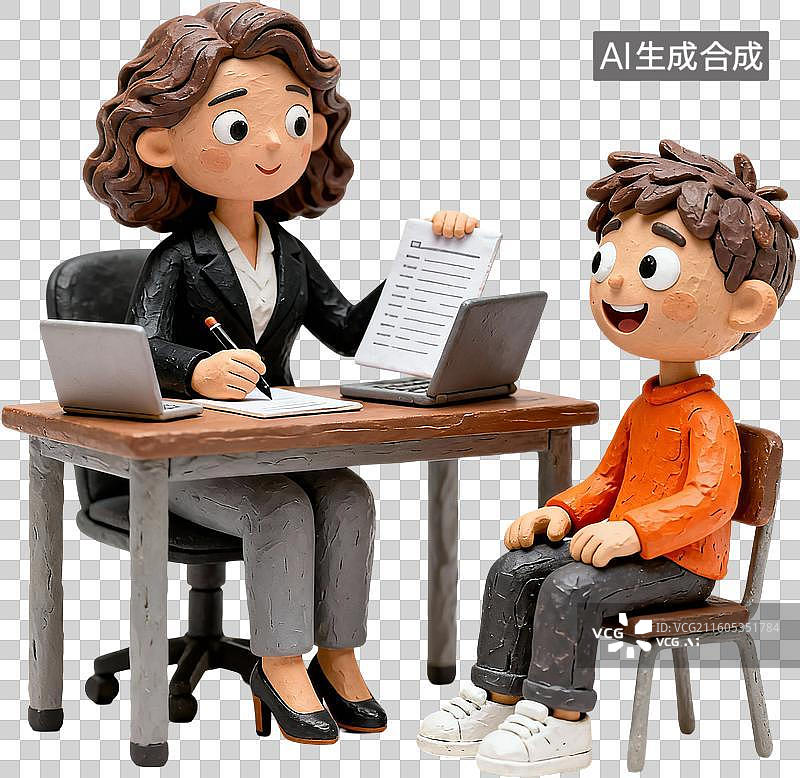 【AI数字艺术】卡通三维图形3D插画风格商务办公招聘面试职场春招校招设计元素免抠图形图片素材