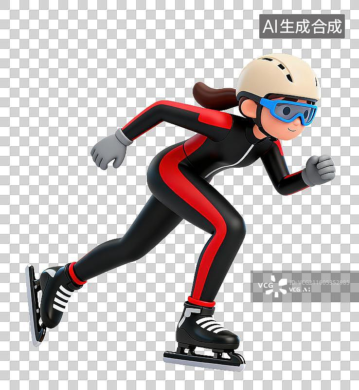 【AI数字艺术】3D体育运动项目女子短道速滑元素图片素材
