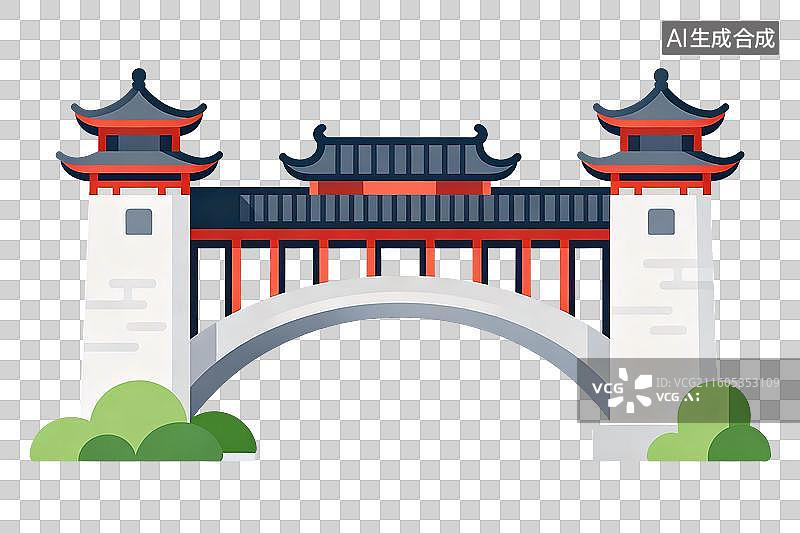【AI数字艺术】免扣古建筑桥梁旅游元素图片素材