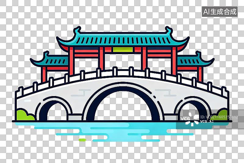 【AI数字艺术】免扣古建筑桥梁旅游元素图片素材