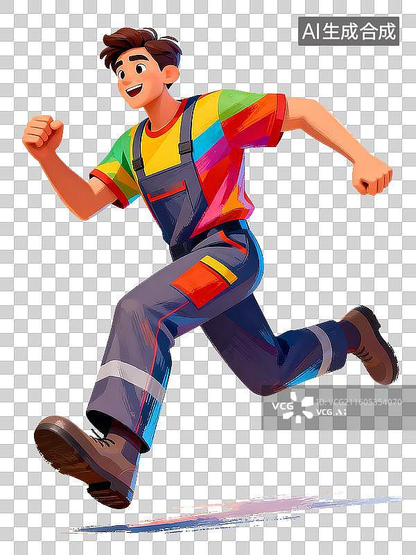 【AI数字艺术】免扣奔跑人物元素图片素材