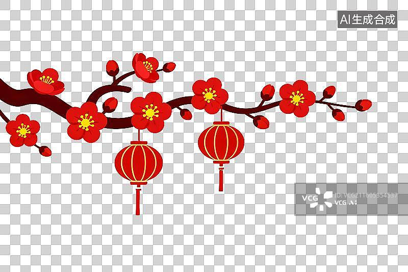 【AI数字艺术】透明通道免扣 梅花枝条图片素材