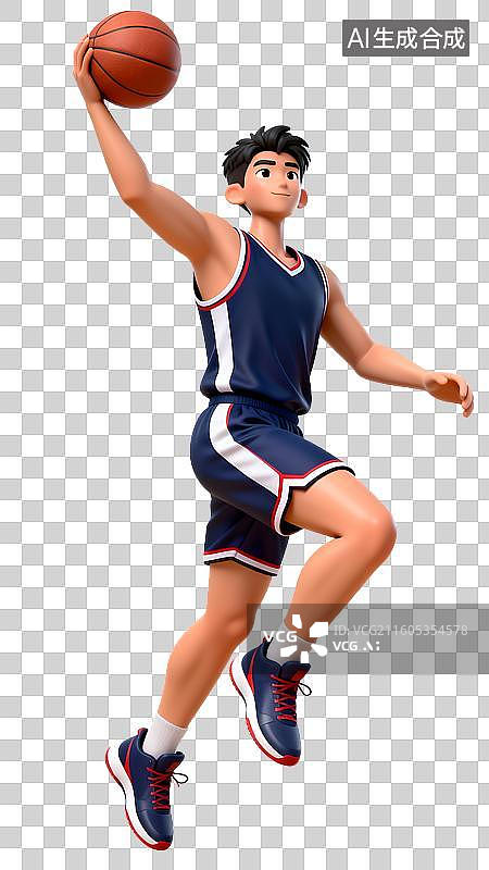 【AI数字艺术】免扣透明通道 男生打篮球图片素材