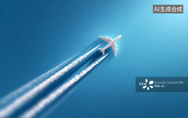 【AI数字艺术】一架白色飞机飞在空中图片素材