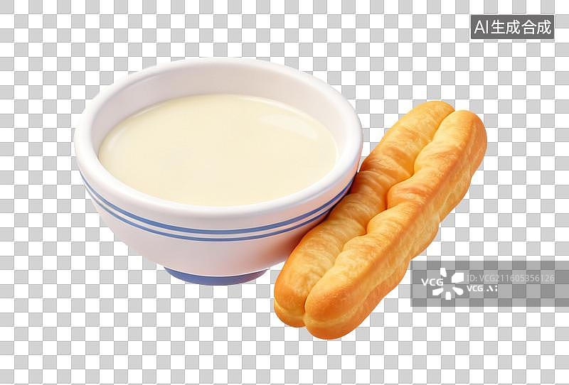 【AI数字艺术】豆浆油条中式早餐美食插画元素图片素材