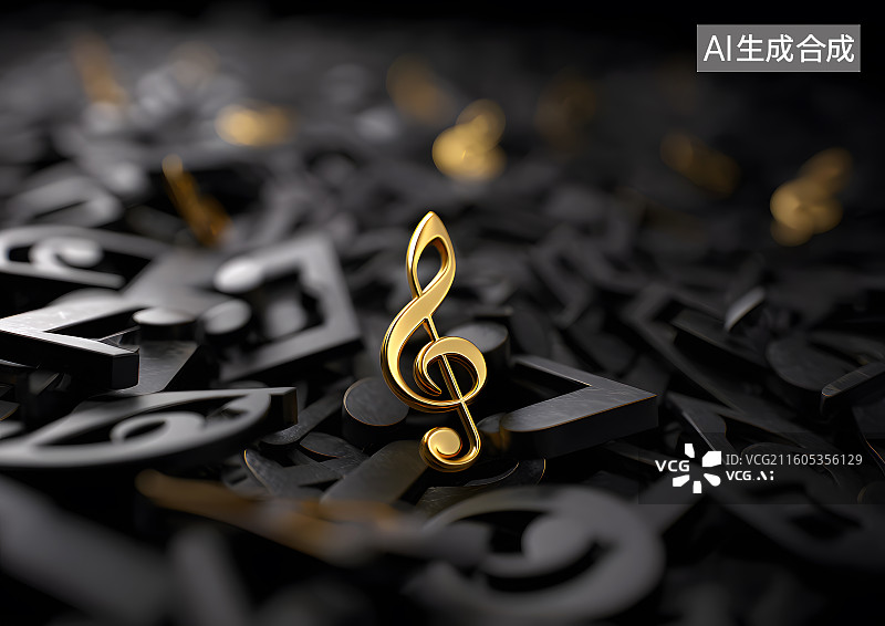 【AI数字艺术】一个金色的音乐符号图片素材