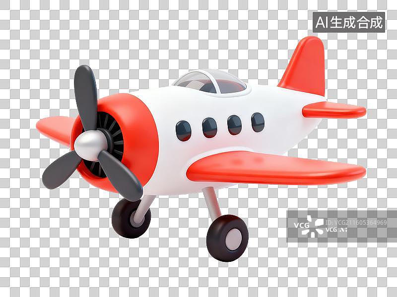 【AI数字艺术】红白相间的玩具飞机模型图片素材