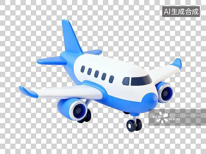【AI数字艺术】蓝白相间的玩具飞机图片素材