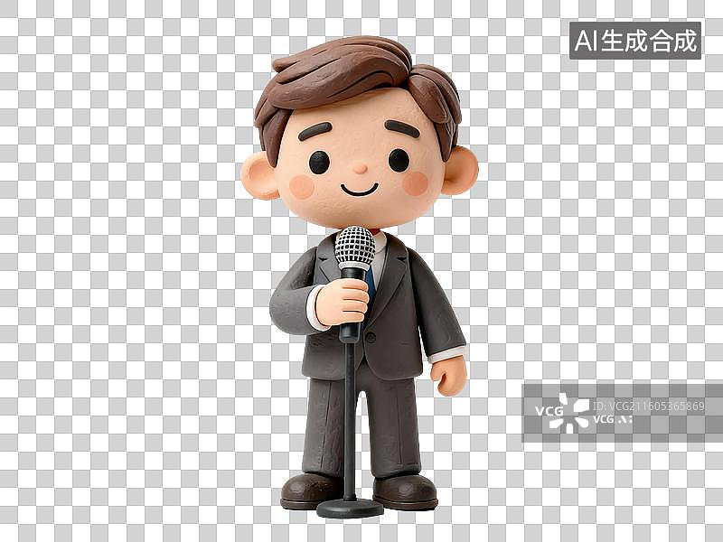 【AI数字艺术】卡通人物手持麦克风图片素材