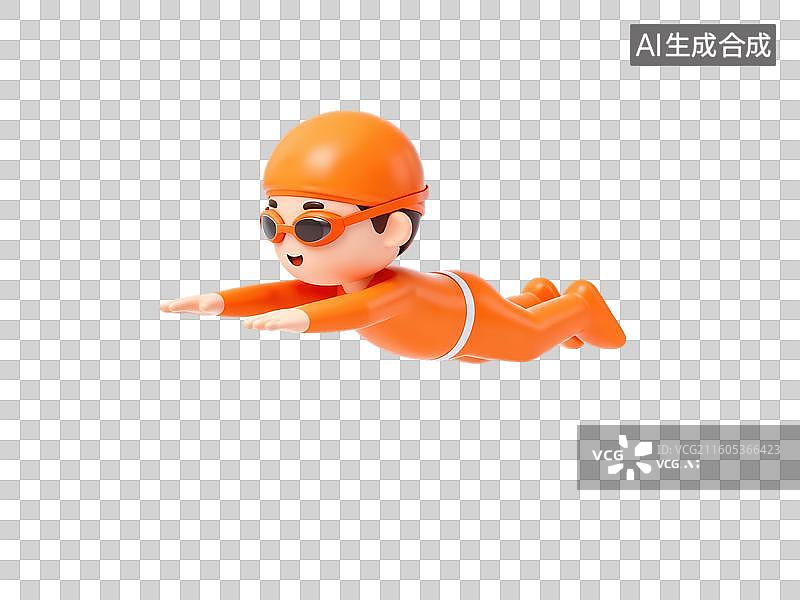 【AI数字艺术】橙色潜水员玩偶摆件图片素材