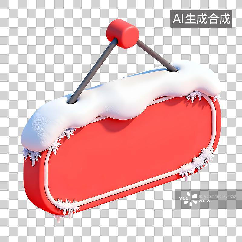 【AI数字艺术】3D立体积雪覆盖招牌空牌待语插画免抠元素图片素材