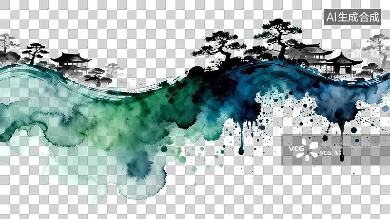 【AI数字艺术】中国传统古典水墨画PNG免抠素材图片素材