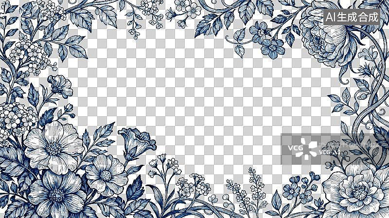 【AI数字艺术】花草植物主题欧式古典复古线稿插画PNG免抠素材图片素材