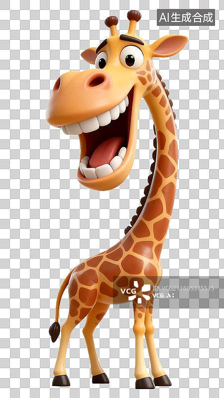 【AI数字艺术】3D立体夸张趣怪长颈鹿动物主题PNG免抠素材图片素材