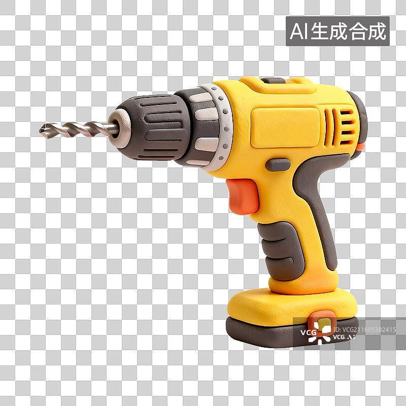 【AI数字艺术】卡通风格黄色充电电钻图片素材