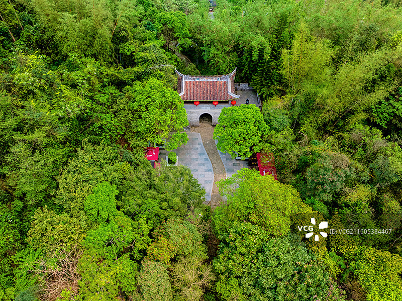 中国广西南宁昆仑关古关楼航拍风光图片素材