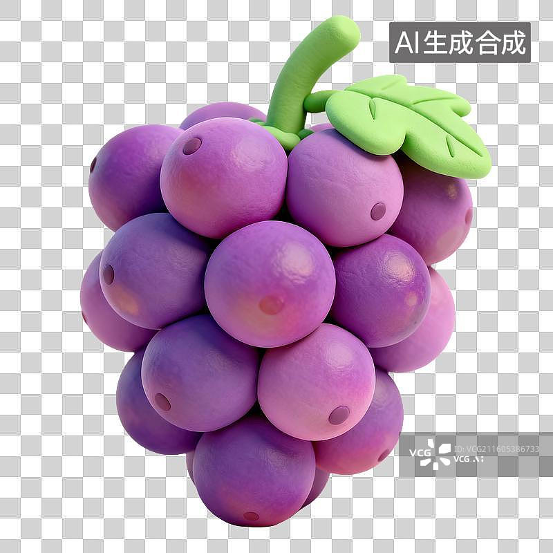 【AI数字艺术】卡通风格紫色葡萄串图片素材