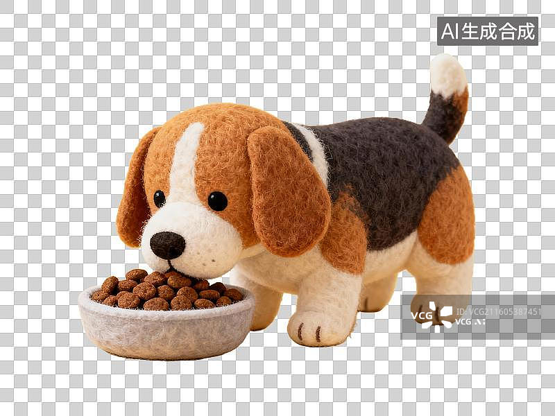 【AI数字艺术】萌宠经济 毛绒小狗吃狗粮图片素材