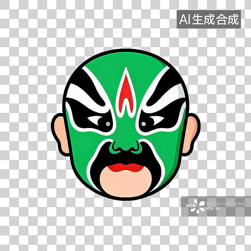 【AI数字艺术】传统京剧画脸谱绿脸图片素材