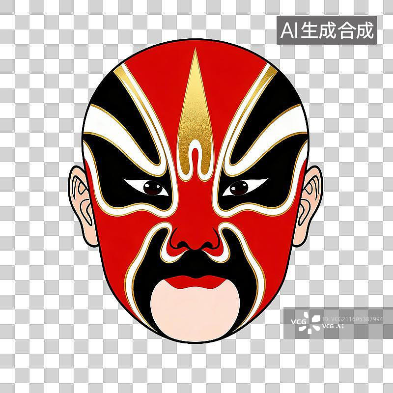 【AI数字艺术】传统京剧画脸谱红脸图片素材