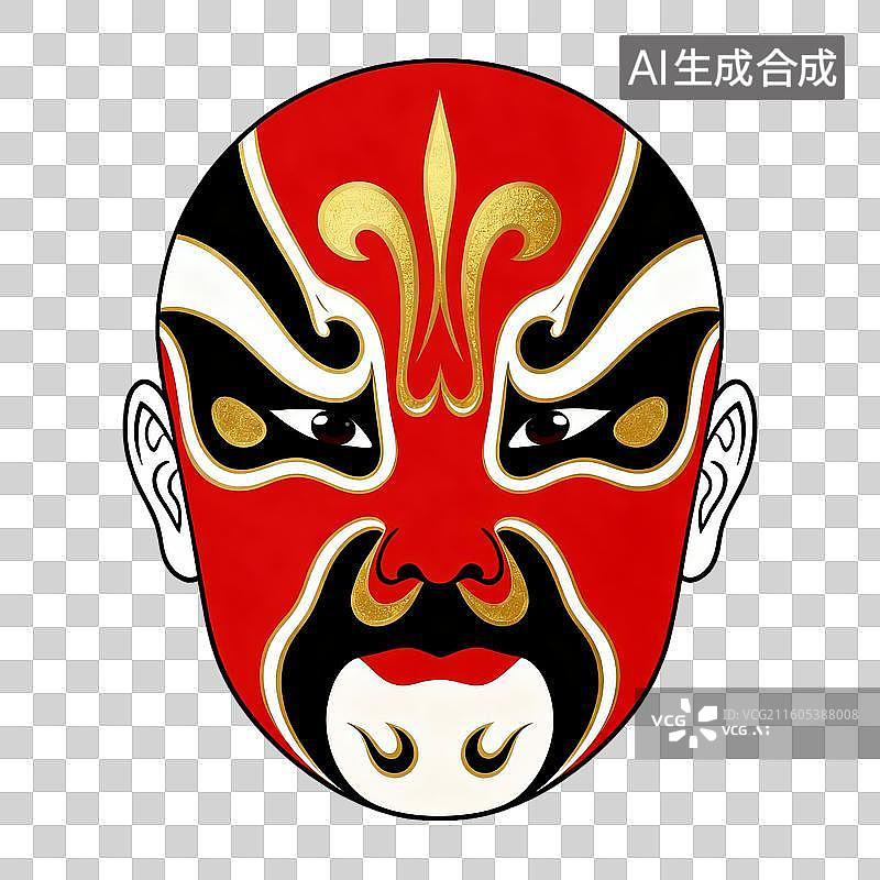 【AI数字艺术】传统京剧画脸谱红脸图片素材
