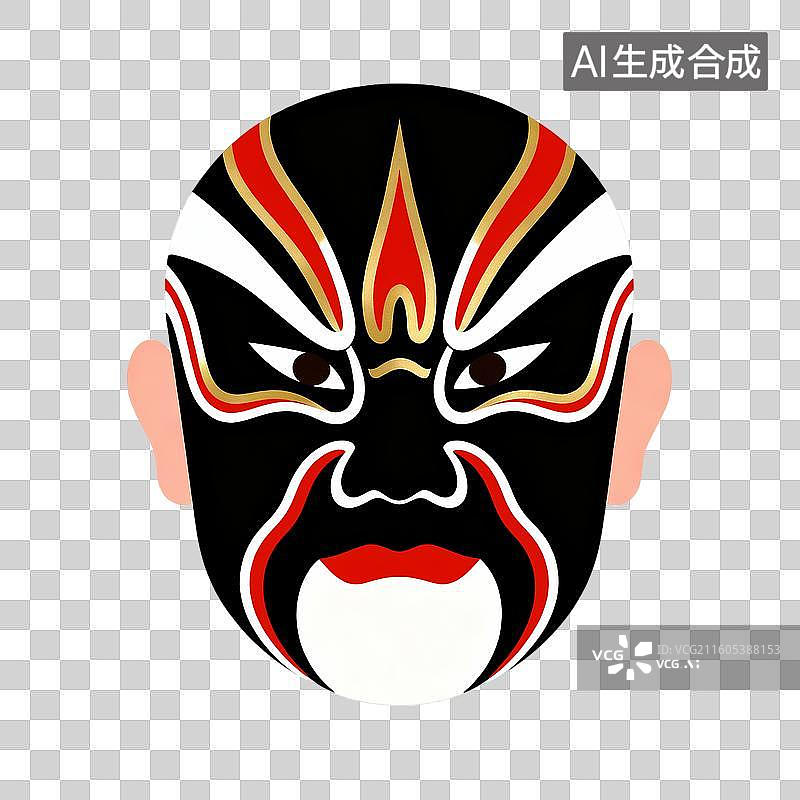 【AI数字艺术】传统京剧画脸谱黑脸图片素材