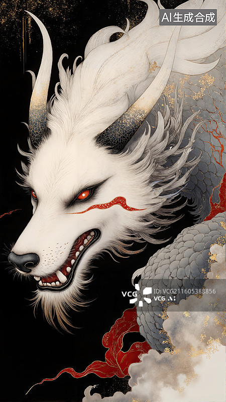 【AI数字艺术】白狐妖兽图片素材