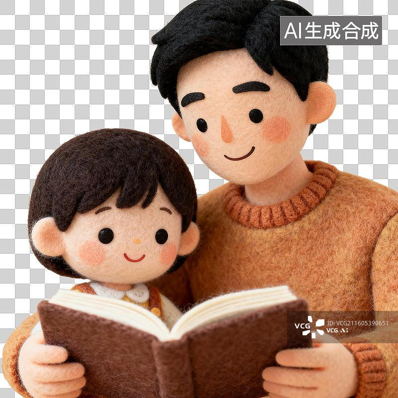 【AI数字艺术】父子共读绘本图片素材