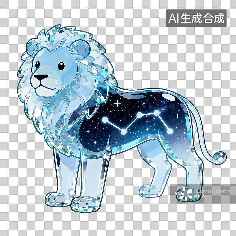 【AI数字艺术】水晶材质星座符号狮子座图片素材