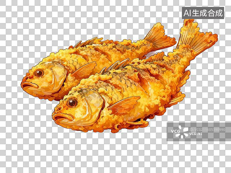 【AI数字艺术】两条炸鱼图片素材