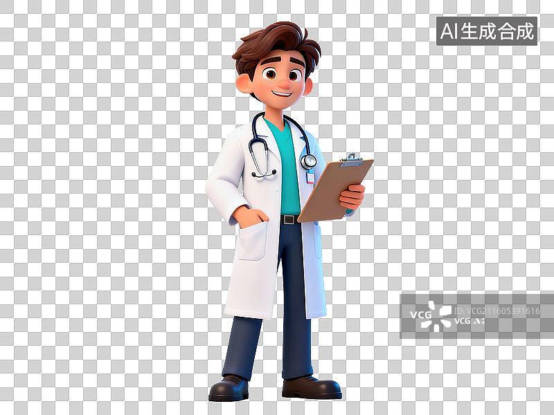 【AI数字艺术】医生手持病历夹站立图片素材