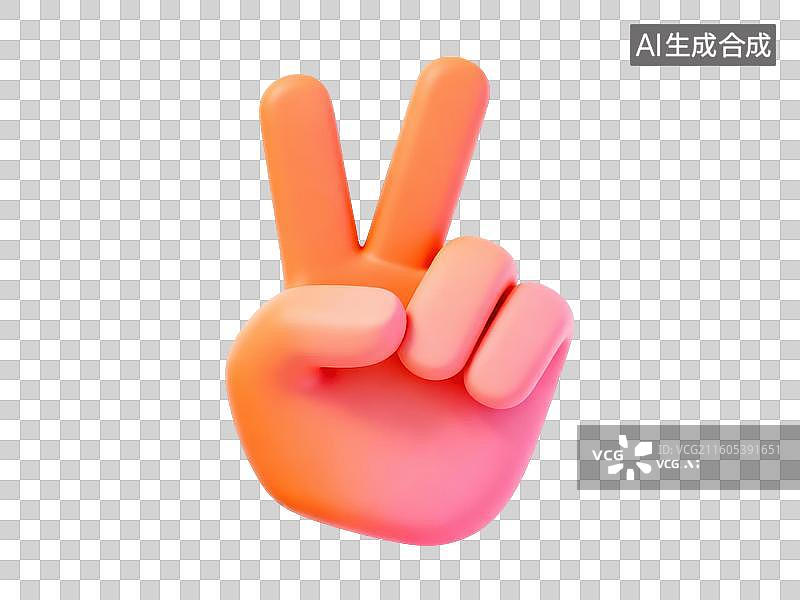 【AI数字艺术】手势比出胜利符号图片素材