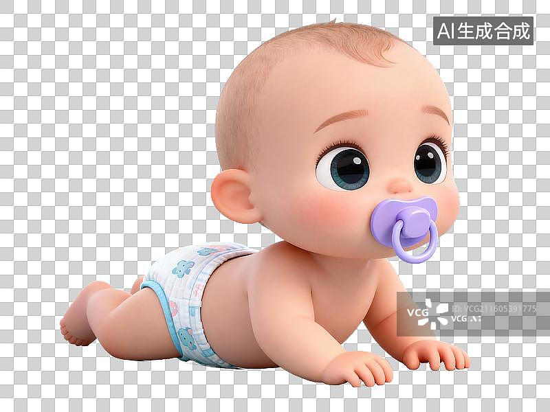 【AI数字艺术】婴儿爬行卡通形象图片素材