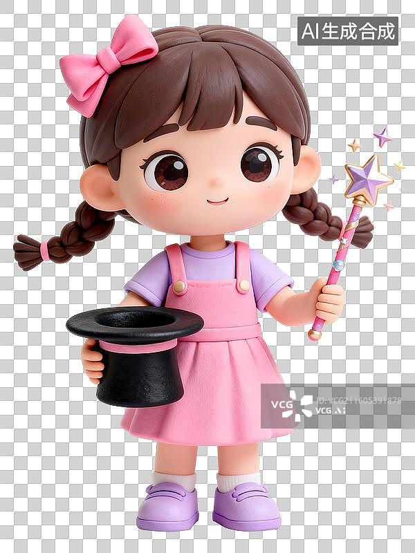 【AI数字艺术】穿着粉色连衣裙的可爱小女孩图片素材