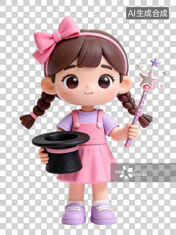 【AI数字艺术】穿着粉色连衣裙的可爱小女孩图片素材