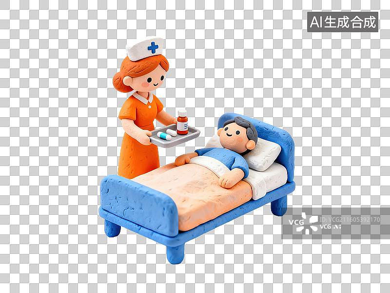 【AI数字艺术】护士照顾病床上的病人图片素材