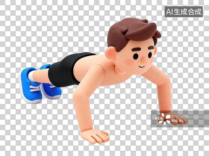 【AI数字艺术】卡通人物做俯卧撑图片素材