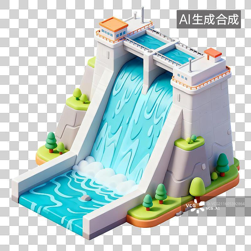 【AI数字艺术】水力发电站插画图片素材