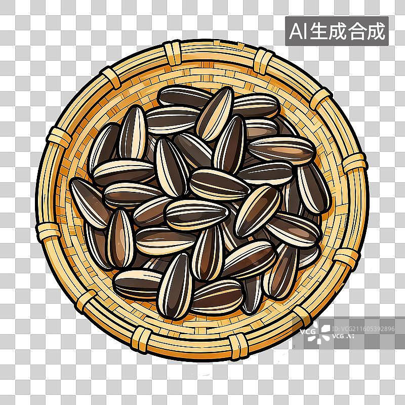 【AI数字艺术】竹编簸箕里的瓜子图片素材
