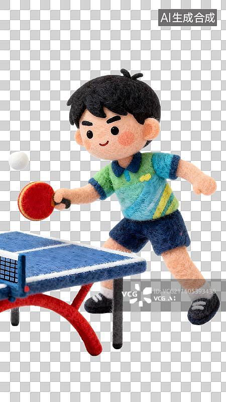 【AI数字艺术】毛绒玩偶打乒乓球场景图片素材
