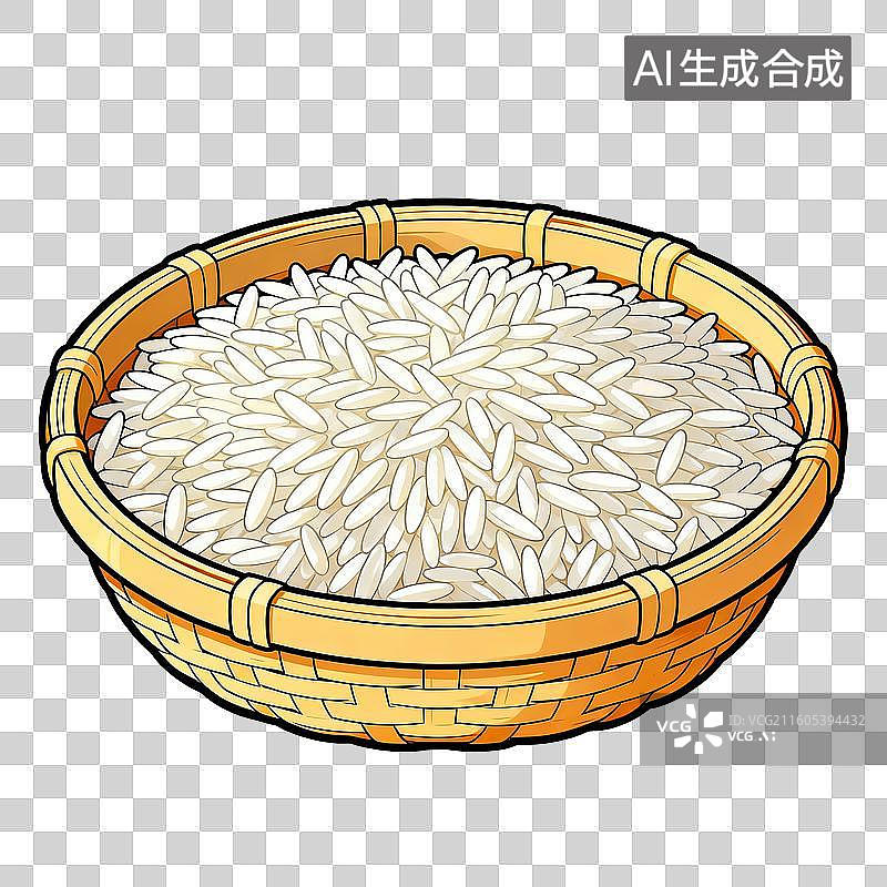 【AI数字艺术】竹编簸箕里的长粒米图片素材