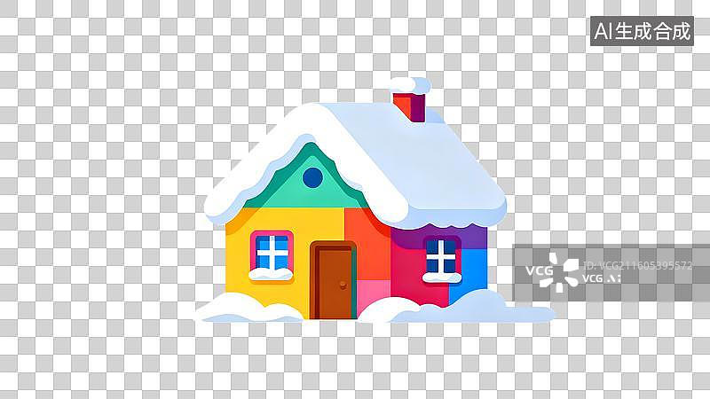 【AI数字艺术】彩色雪屋冬日童话场景图片素材