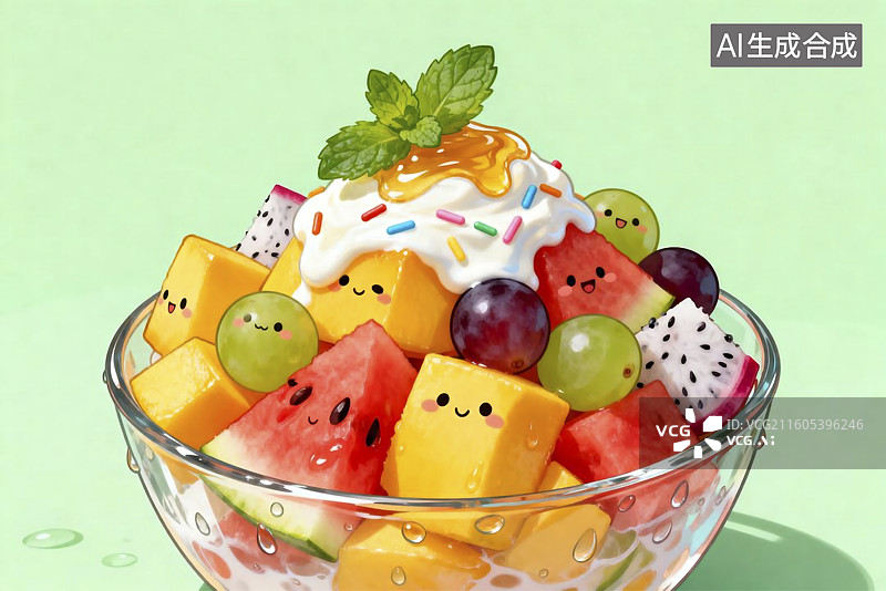 【AI数字艺术】色彩缤纷的水果沙拉图片素材