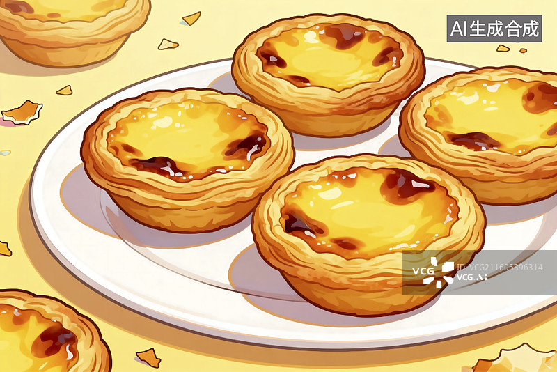 【AI数字艺术】美味诱人的葡式蛋塔图片素材